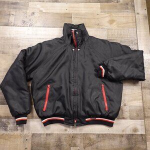 Vintage Yamaha Black & Red Bomber Jacket Men’s XL – Hand Pocket Pull Tabs Missin